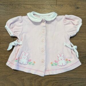 Buster Brown Easter Bunny Embroidered Top Pink Size 3/6 Months
